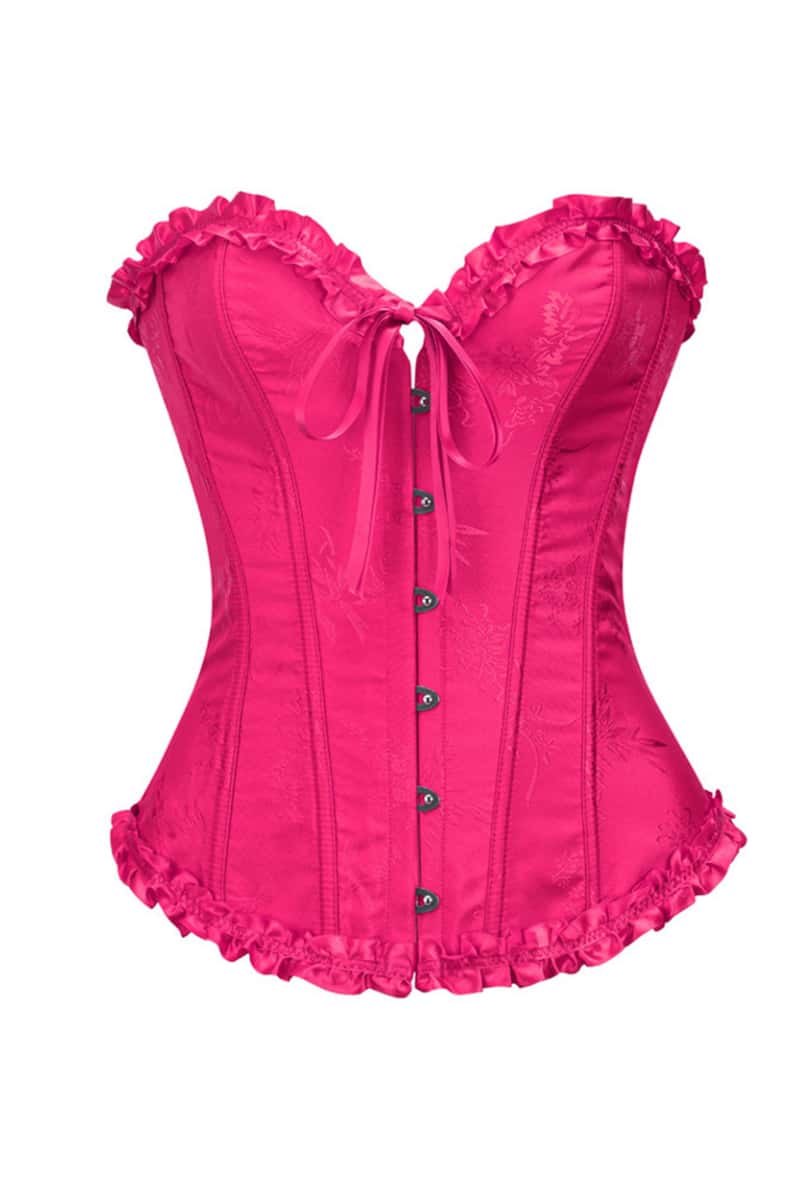 Sweetheart Brown Lace-Up Floral Corset