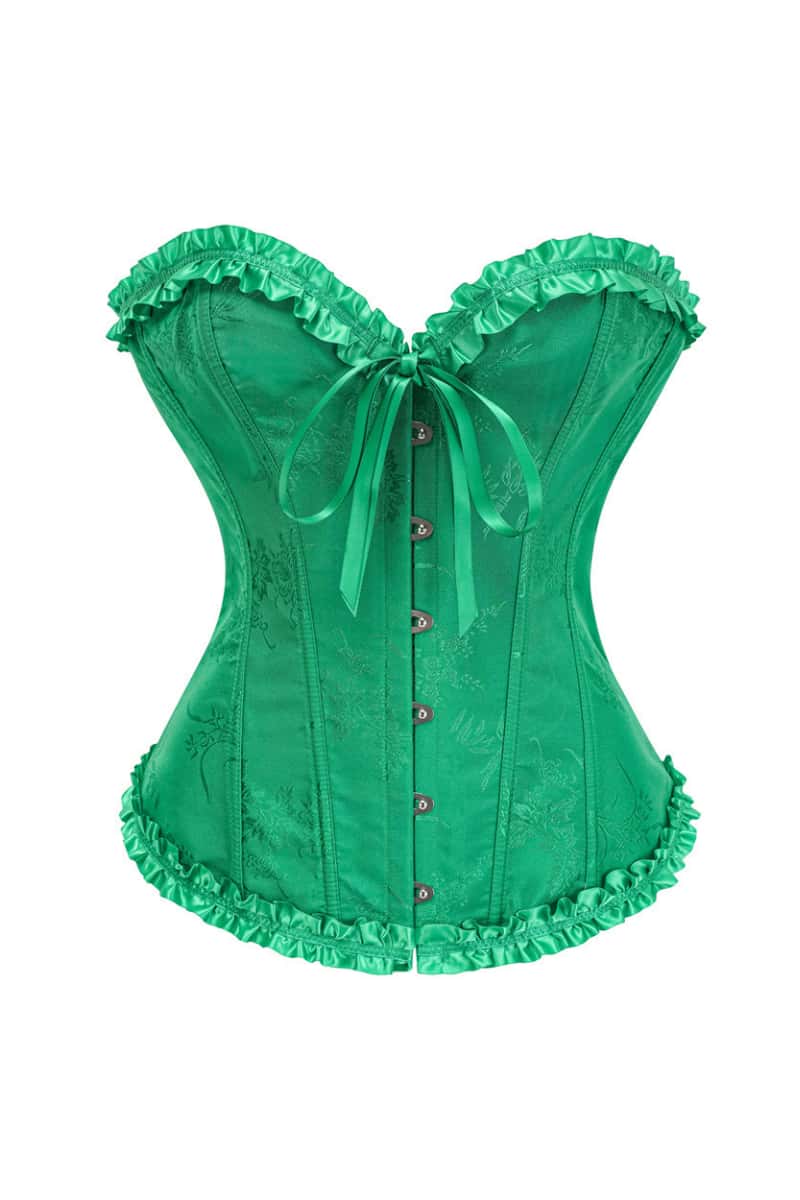 Sweetheart Brown Lace-Up Floral Corset