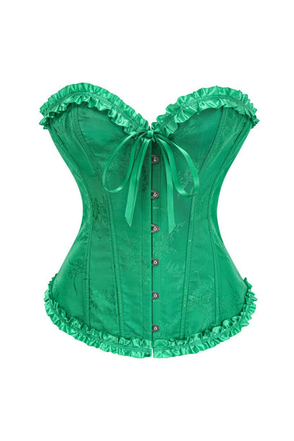 Sweetheart Brown Lace-Up Floral Corset