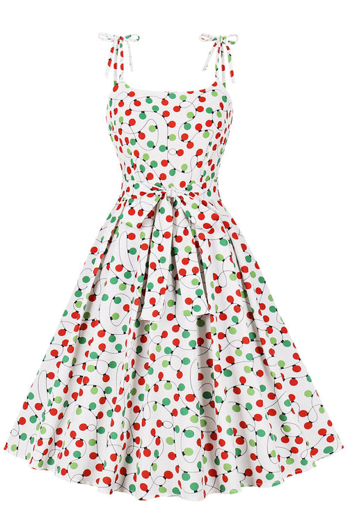 Red and Green Polk Dots A-line Short Dress