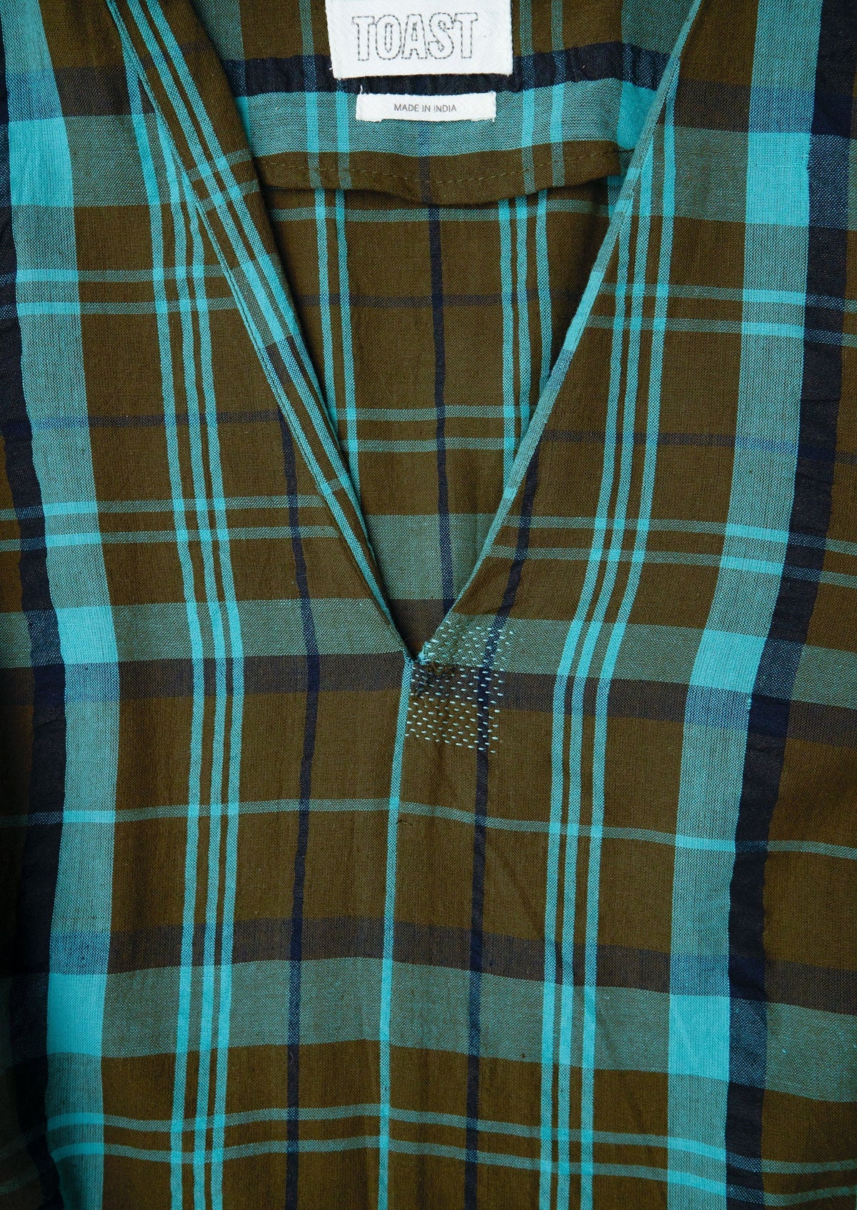 Renewed Astrid Check Seersucker Dress Size 16 (112) | Oil/Sea Green