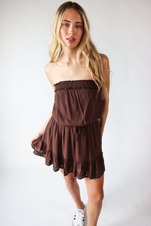 Sequin Flower Strapless Mini Dress