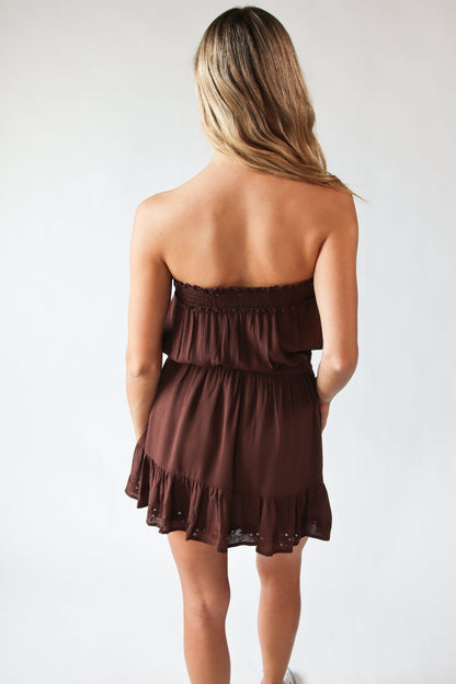 Sequin Flower Strapless Mini Dress