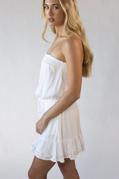 Sequin Flower Strapless Mini Dress