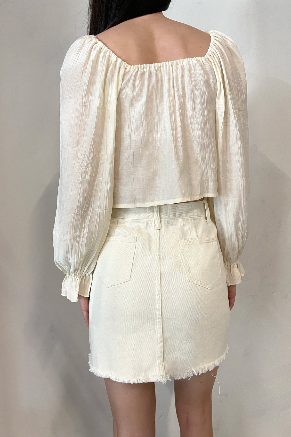 IVORY DENIM MINI SKIRT