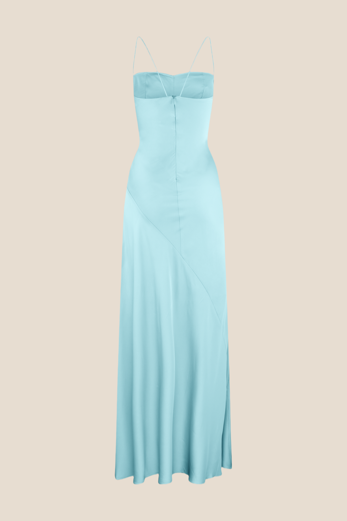 Straps Light Blue Soft Satin Long Dress