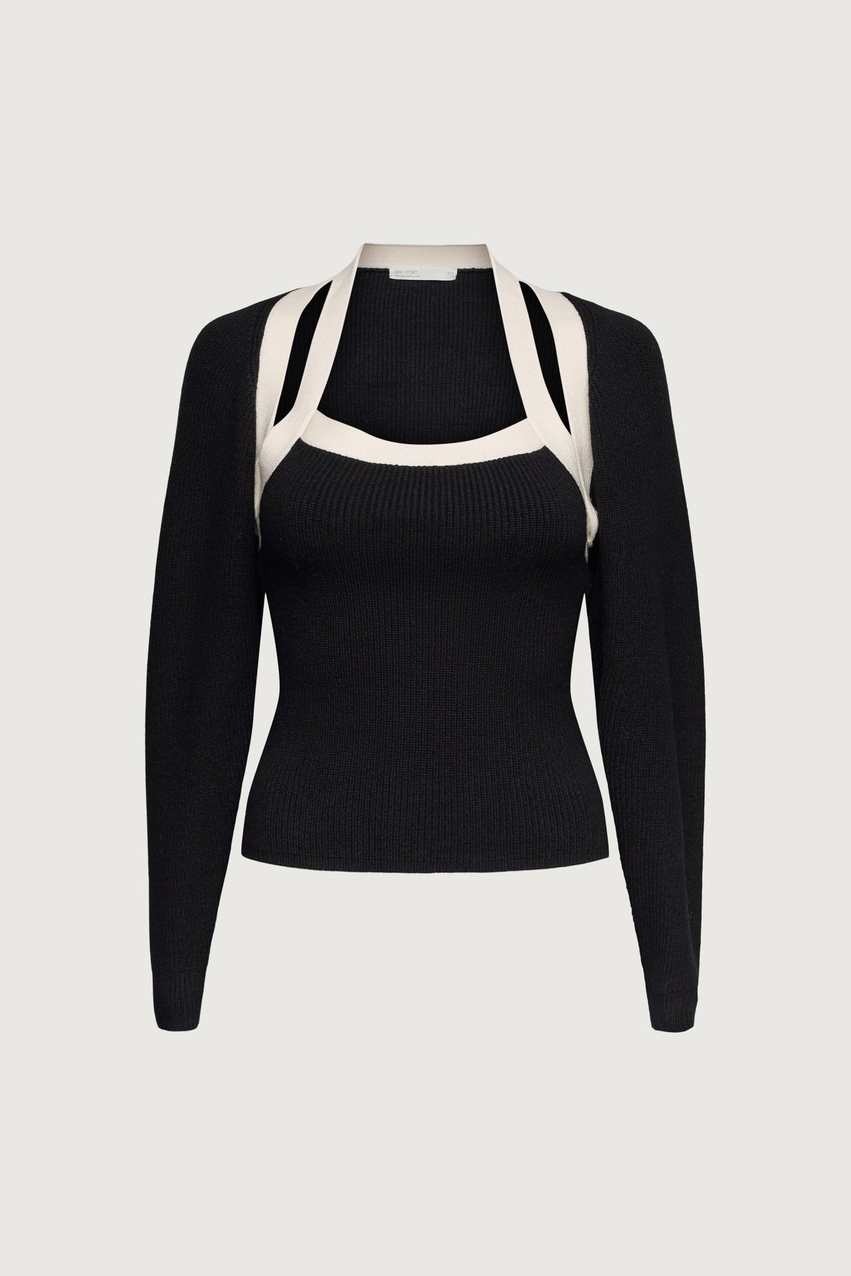CONTRAST TRIM KNIT BOLERO & TANK TWO PIECE SET