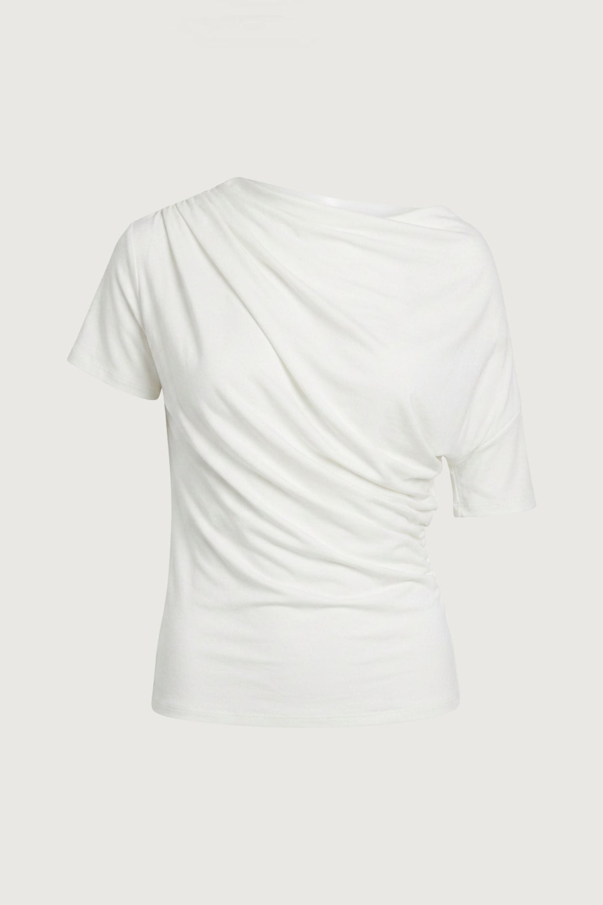 BOAT NECK TOP WITH SHIRRED SIDE DETAIL