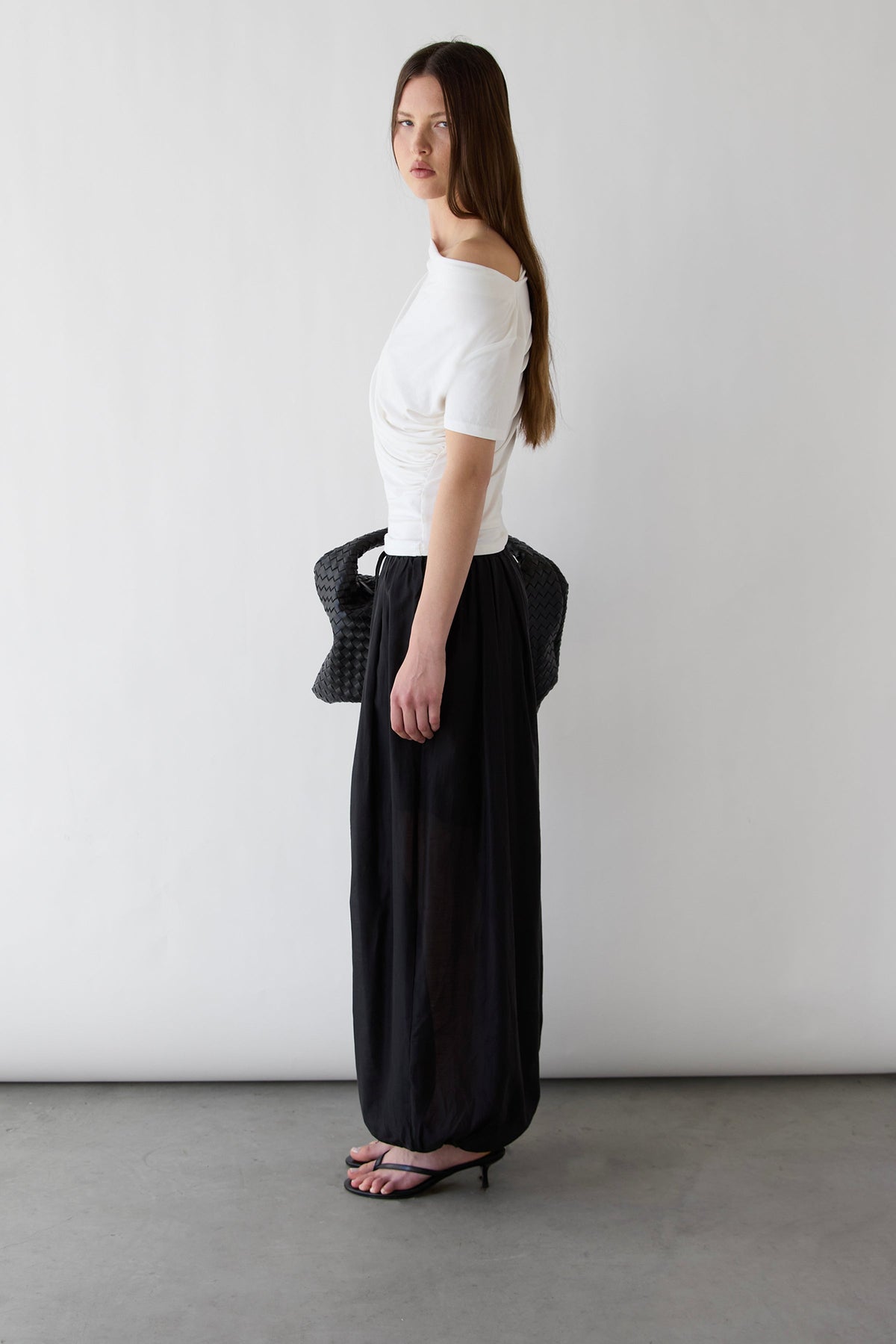 BOAT NECK TOP WITH SHIRRED SIDE DETAIL
