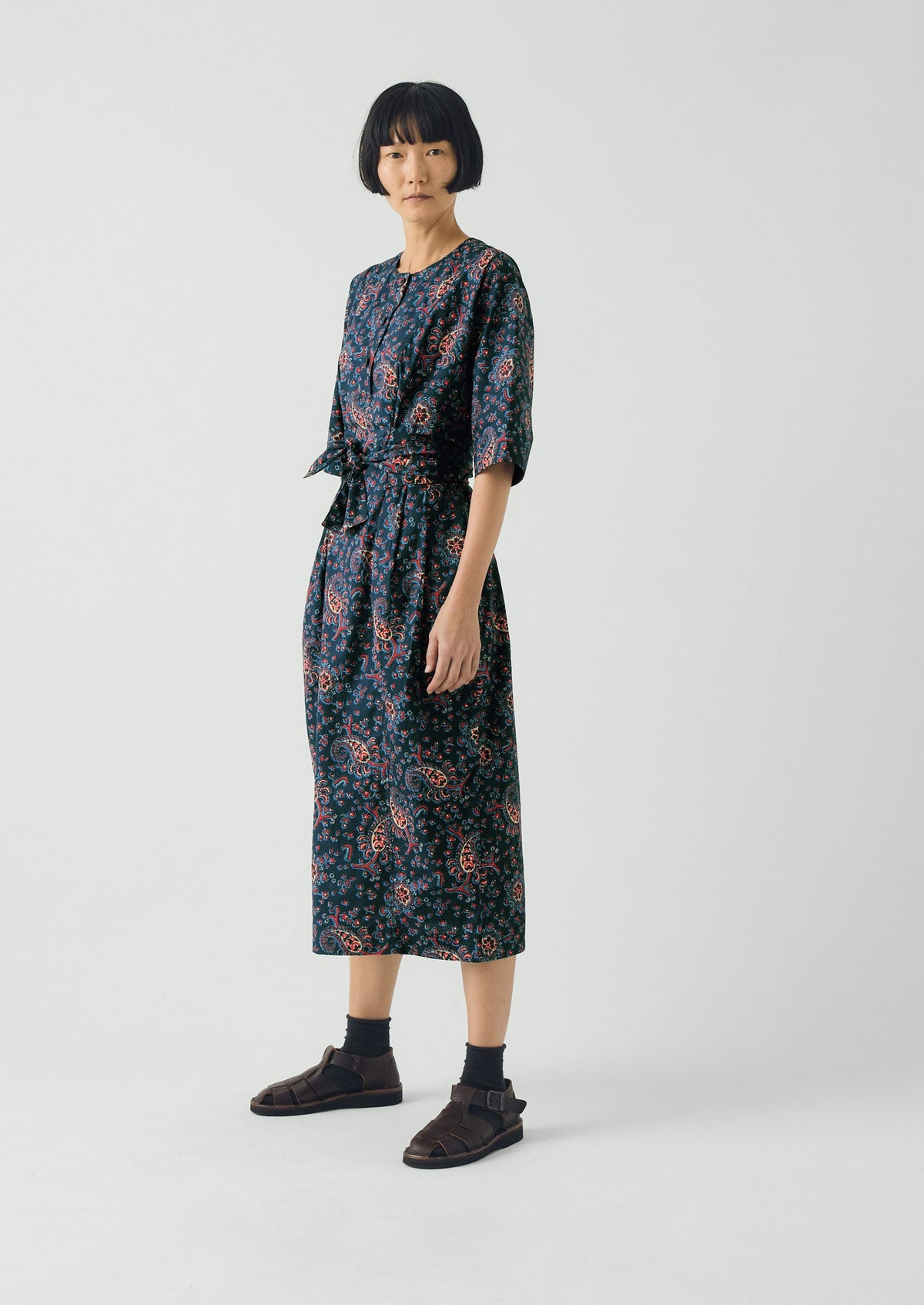 Provencal Paisley Print Cotton Poplin Dress | Provencal Blue