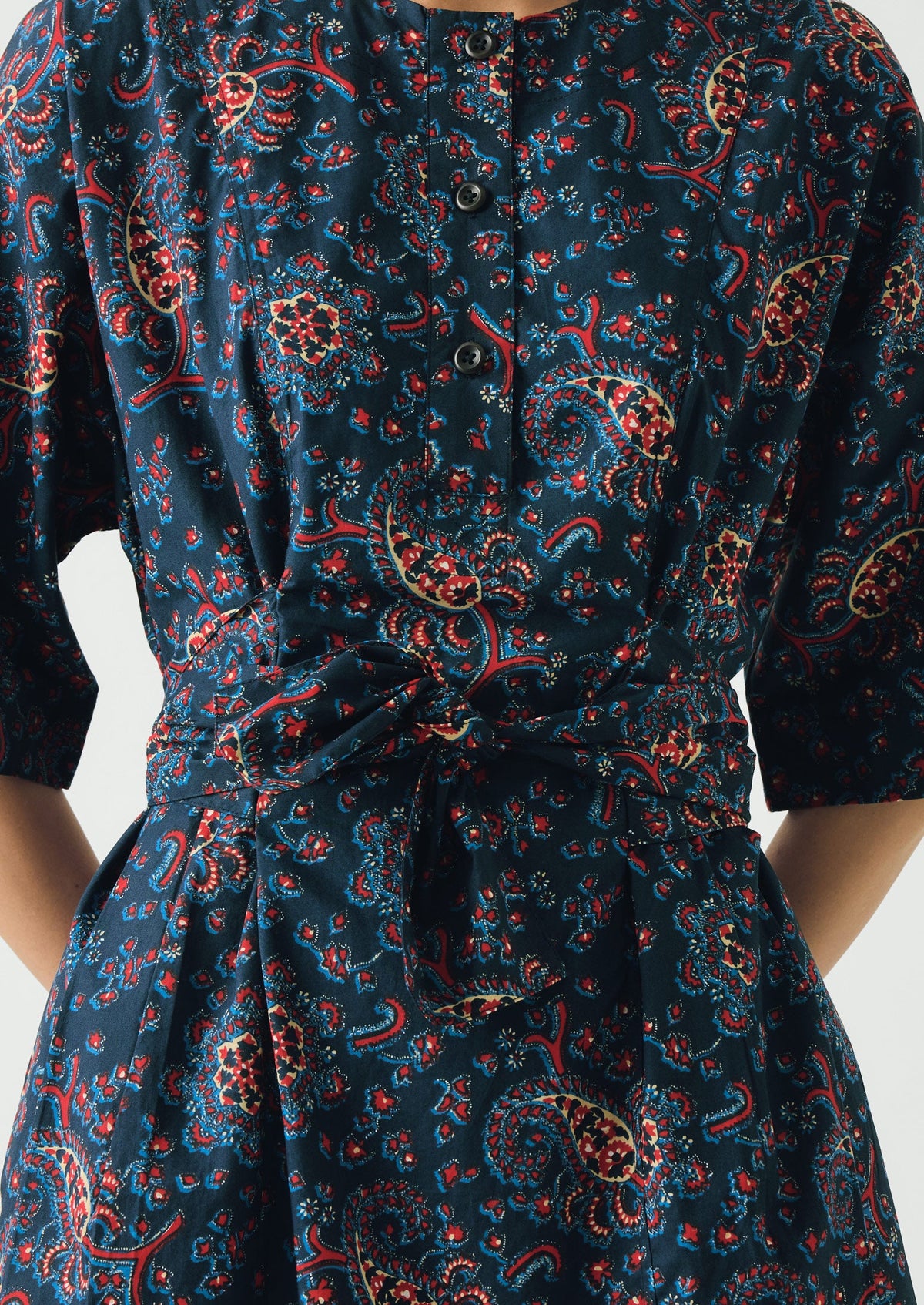 Provencal Paisley Print Cotton Poplin Dress | Provencal Blue