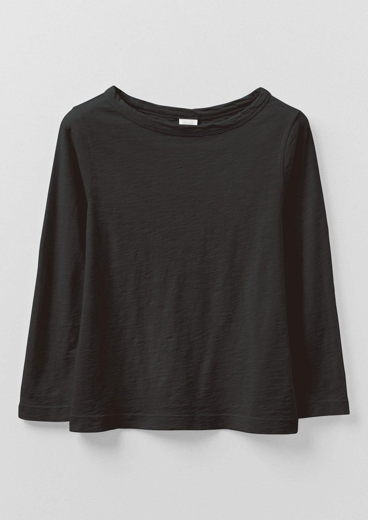 Lia Cotton Boat Neck Tee | Carbon Black