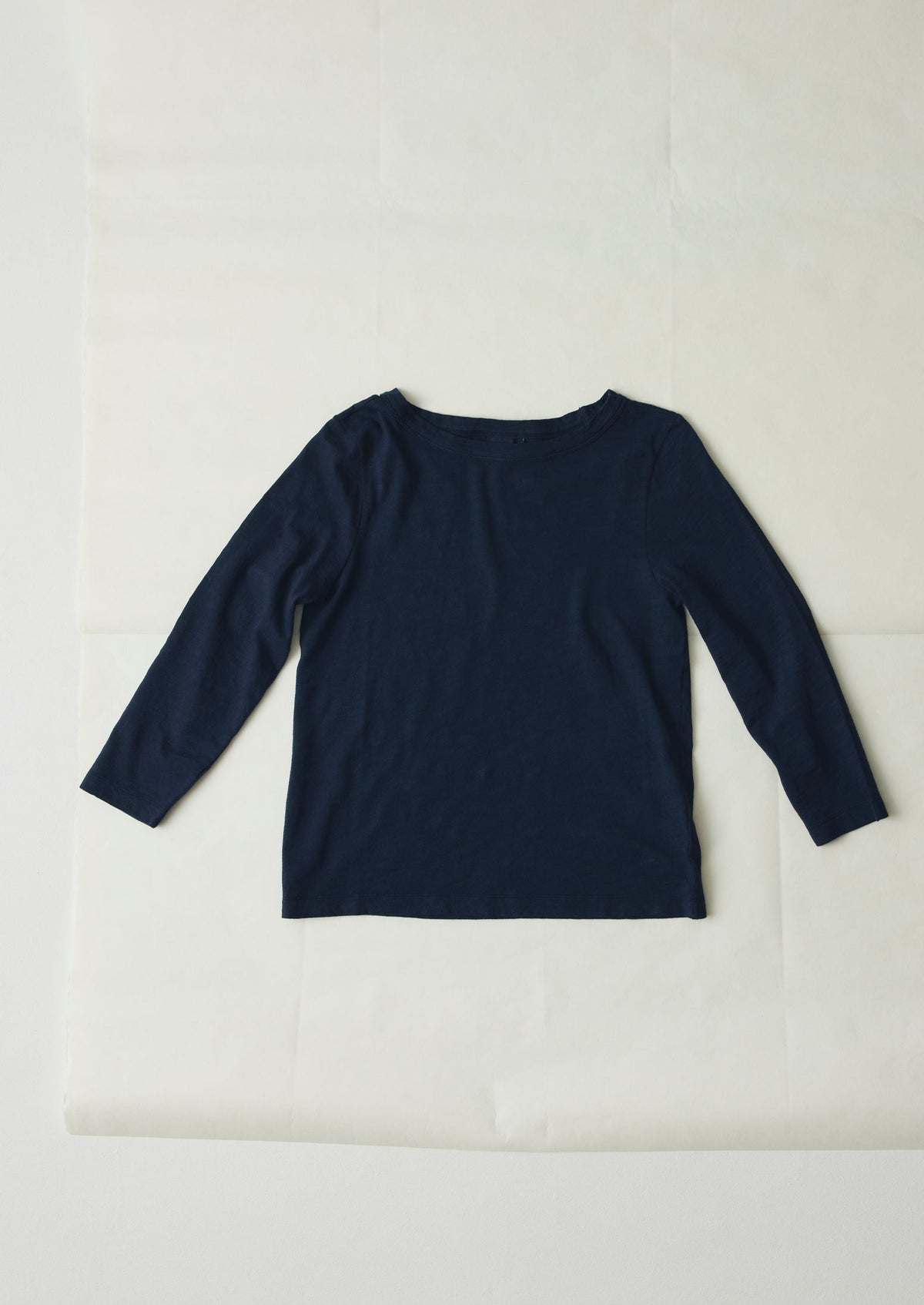 Lia Cotton Boat Neck Tee | Dark Navy