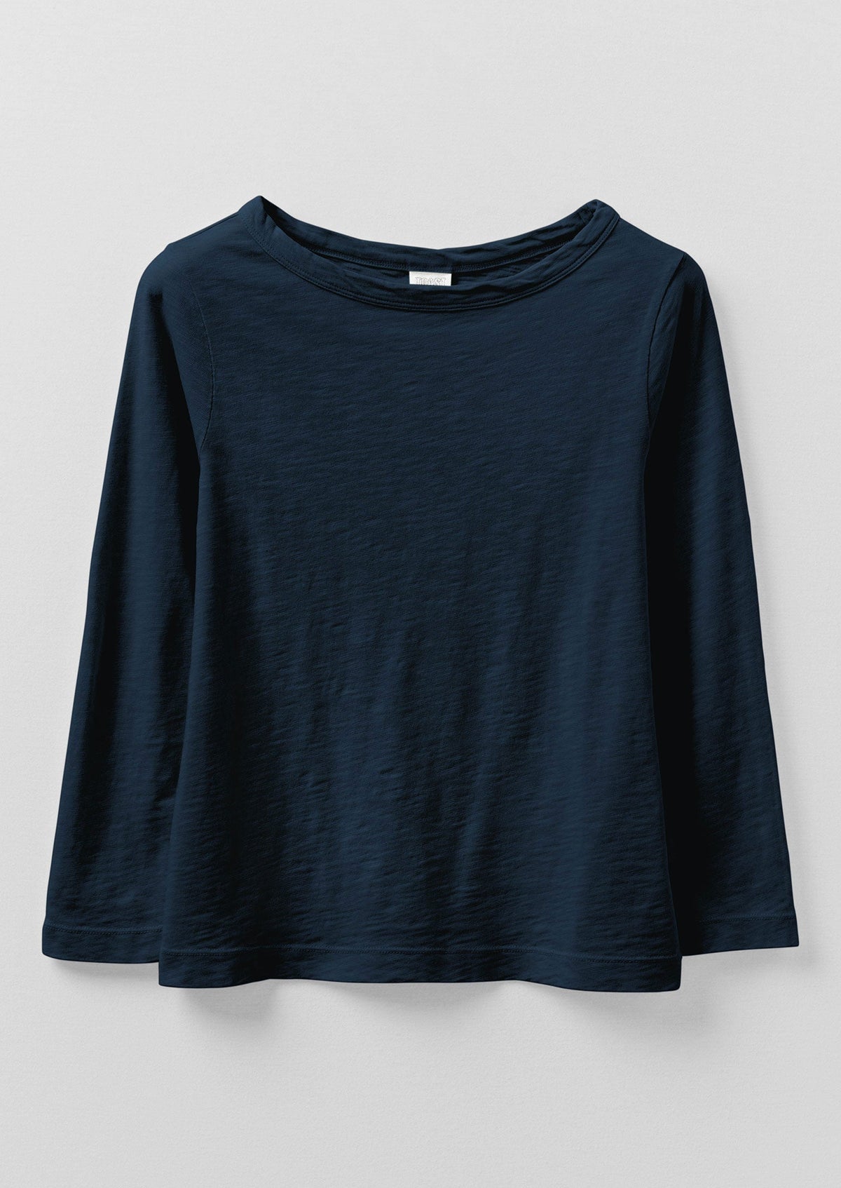 Lia Cotton Boat Neck Tee | Dark Navy