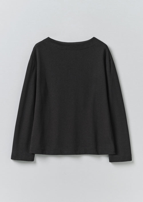 Mock Neck Cotton Hemp Sweater | Dark Charcoal