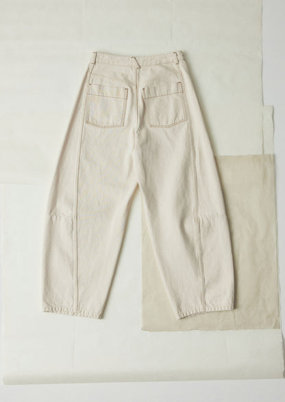 Sculptural Seamed Denim Trousers | Ecru