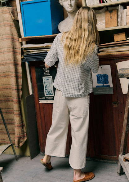 Relaxed Wide Leg Denim Trousers | Ecru