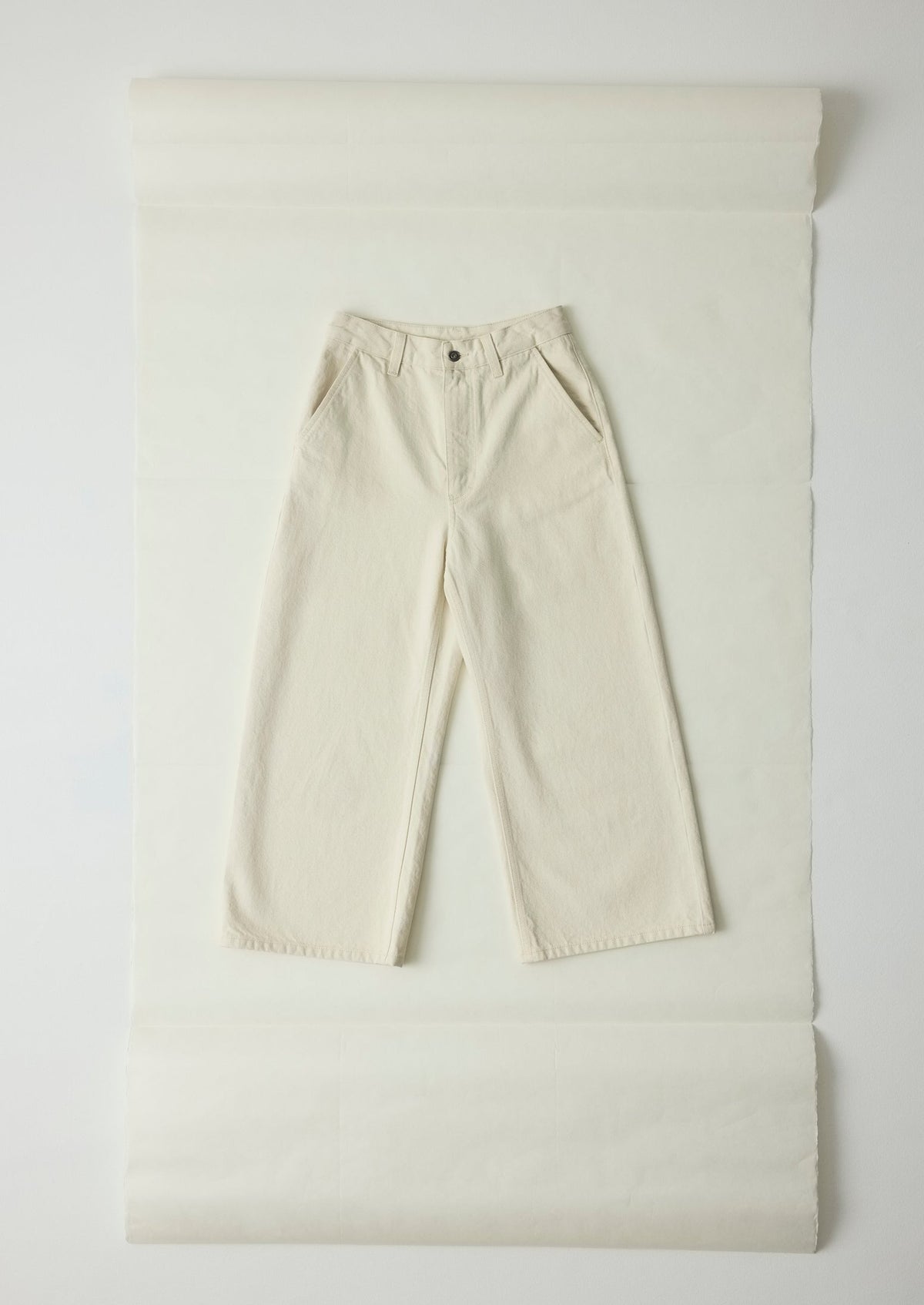 Relaxed Wide Leg Denim Trousers | Ecru