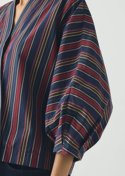 Pantry Stripe Cotton Wrap Shirt | Provencal Blue