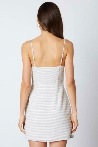 Laura Black and White Striped Ruffle Wrap Mini Dress