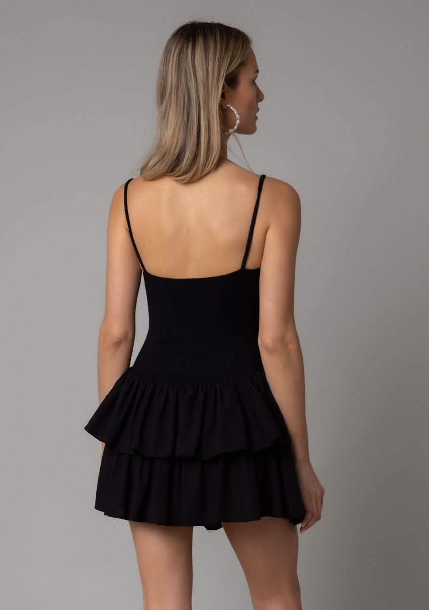 Liliana Black Ruffle Mini Dress