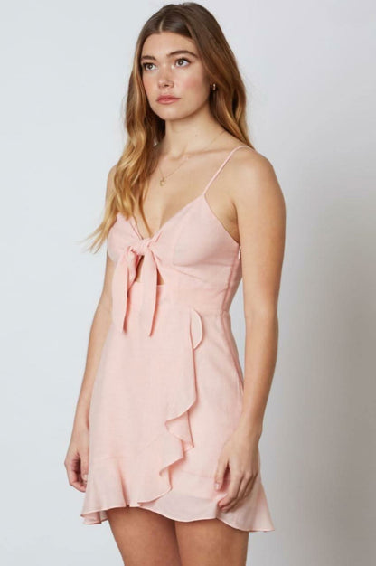 Tessa Blush Tie-Front Mini Dress