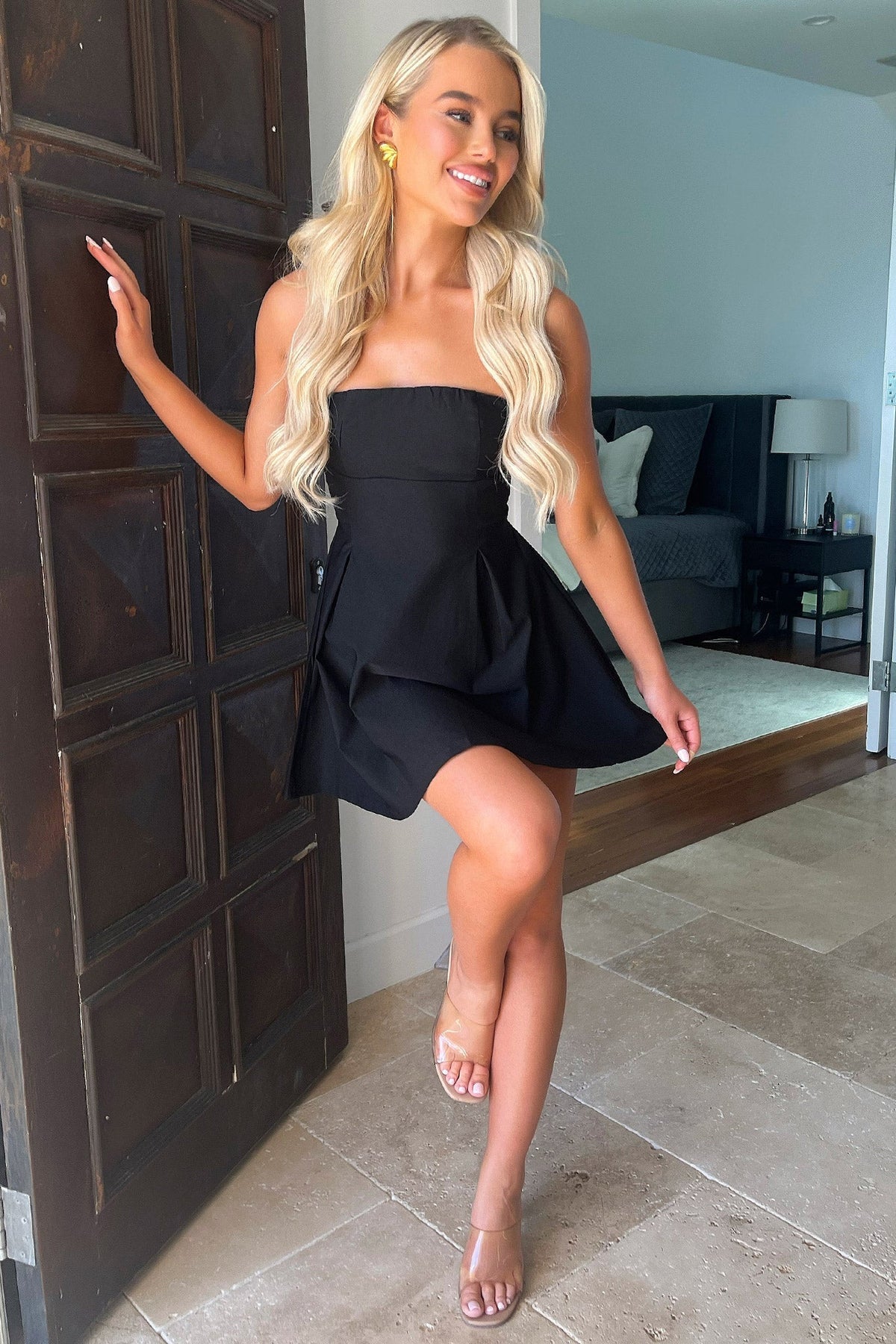 Charlize Strapless Mini Dress - Black