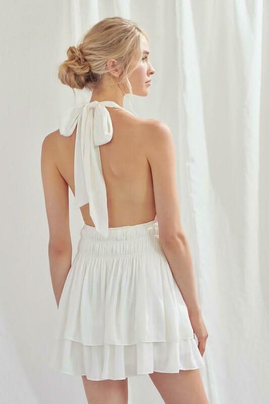 Tracie Creamy White Halter Romper