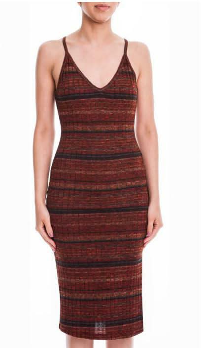 Sophie Rust Space Dye Rib Knit Midi Dress