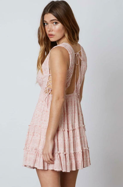 Sadie Blush Boho Print Mini Dress