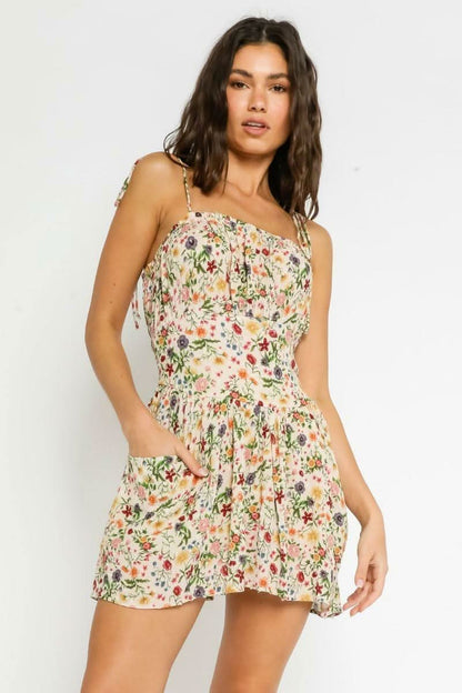 Riley Poppy Fields Floral Print Mini Dress
