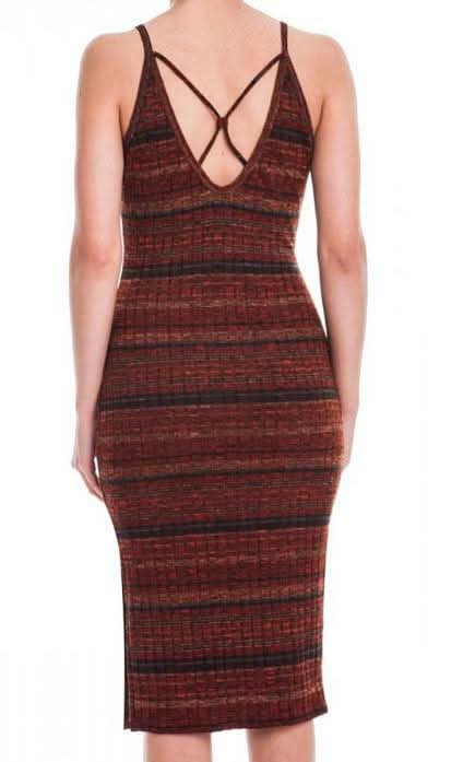 Sophie Rust Space Dye Rib Knit Midi Dress