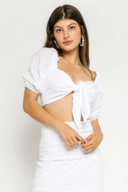 Take Me To Rhodes White Eyelet Crop Top