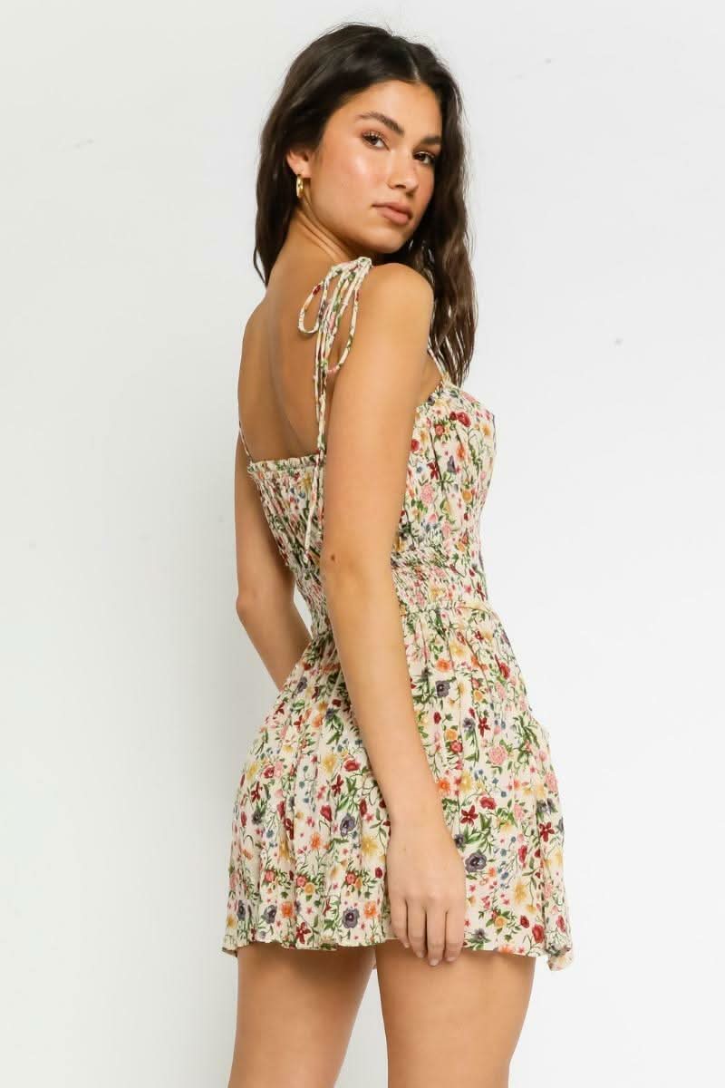 Riley Poppy Fields Floral Print Mini Dress