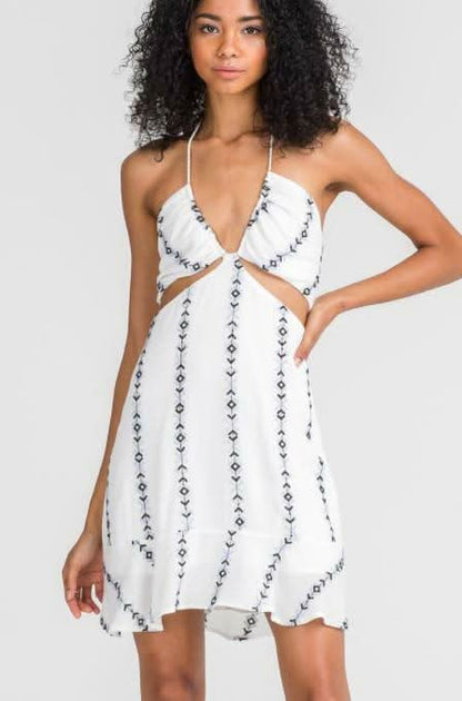 Lush Light and Day White Cross Front Halter Dress