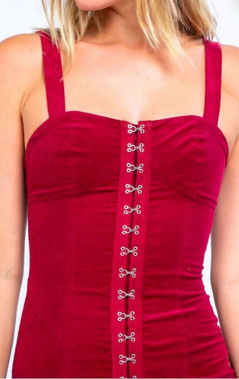 Simple Secret Red Corduroy Mini Dress