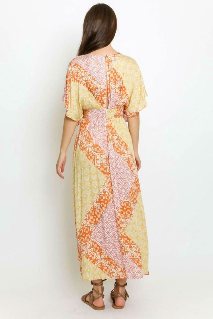 Sevi Yellow Multi Floral Print Maxi Dress