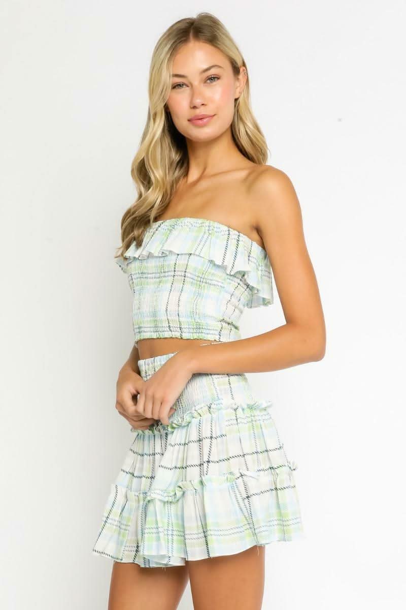 Take Me With You Green Plaid Two-Piece Dress