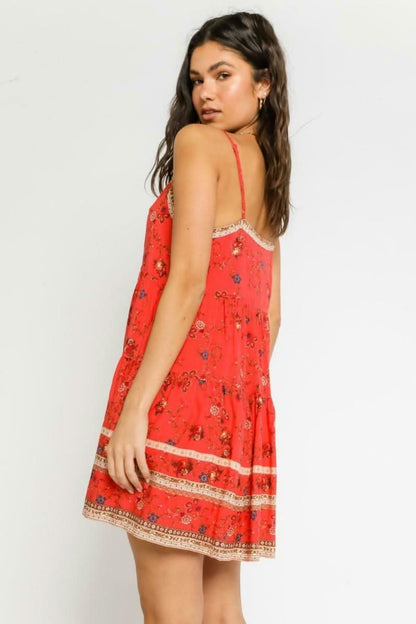 Having A Moment Red Floral Swing Dress