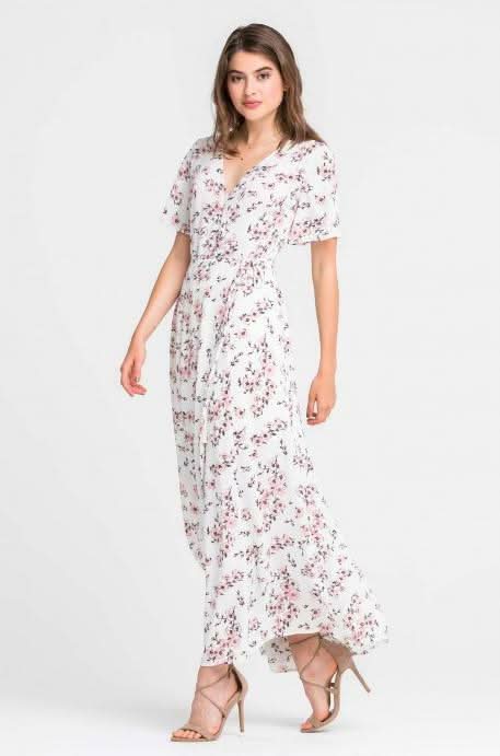 Provence Ivory Floral Print Wrap Maxi Dress