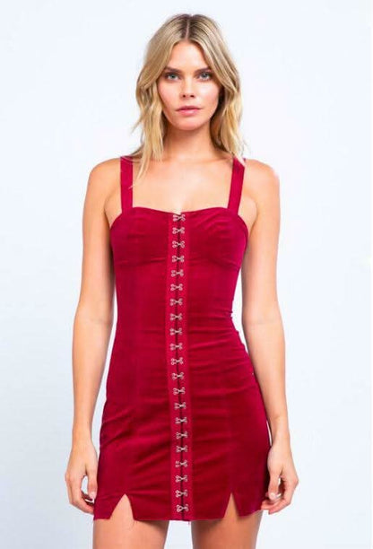 Simple Secret Red Corduroy Mini Dress