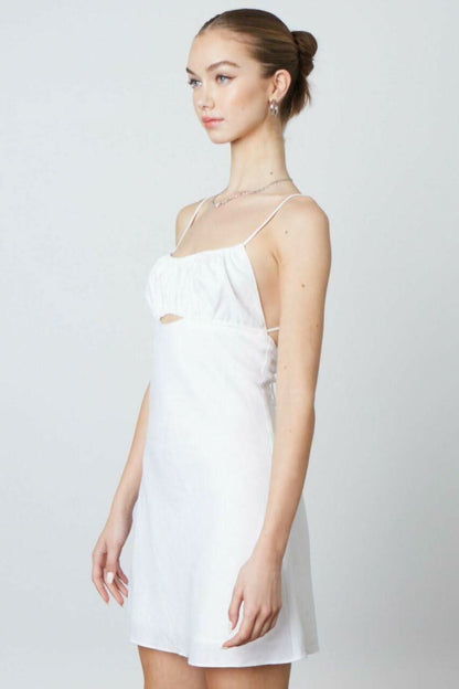 Luna White Backless Mini Dress