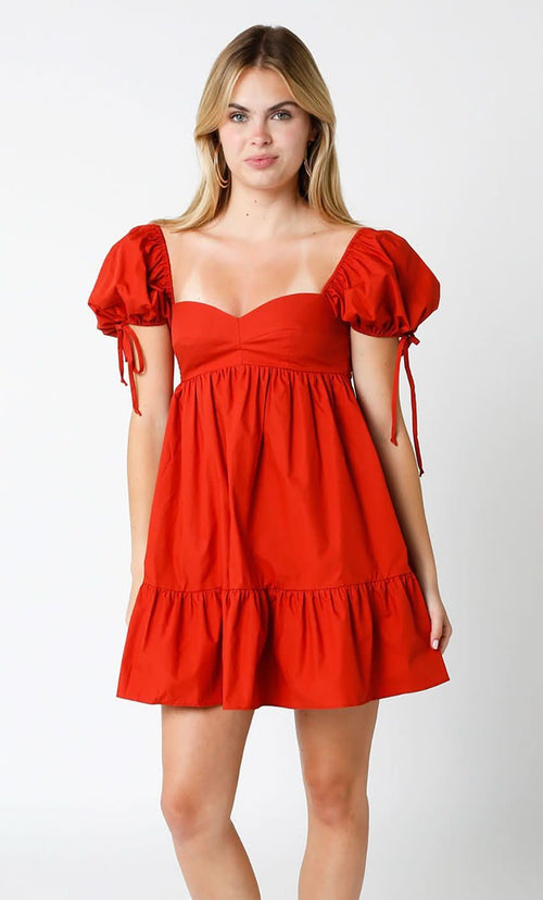 Jessie Brick Babydoll Mini Dress