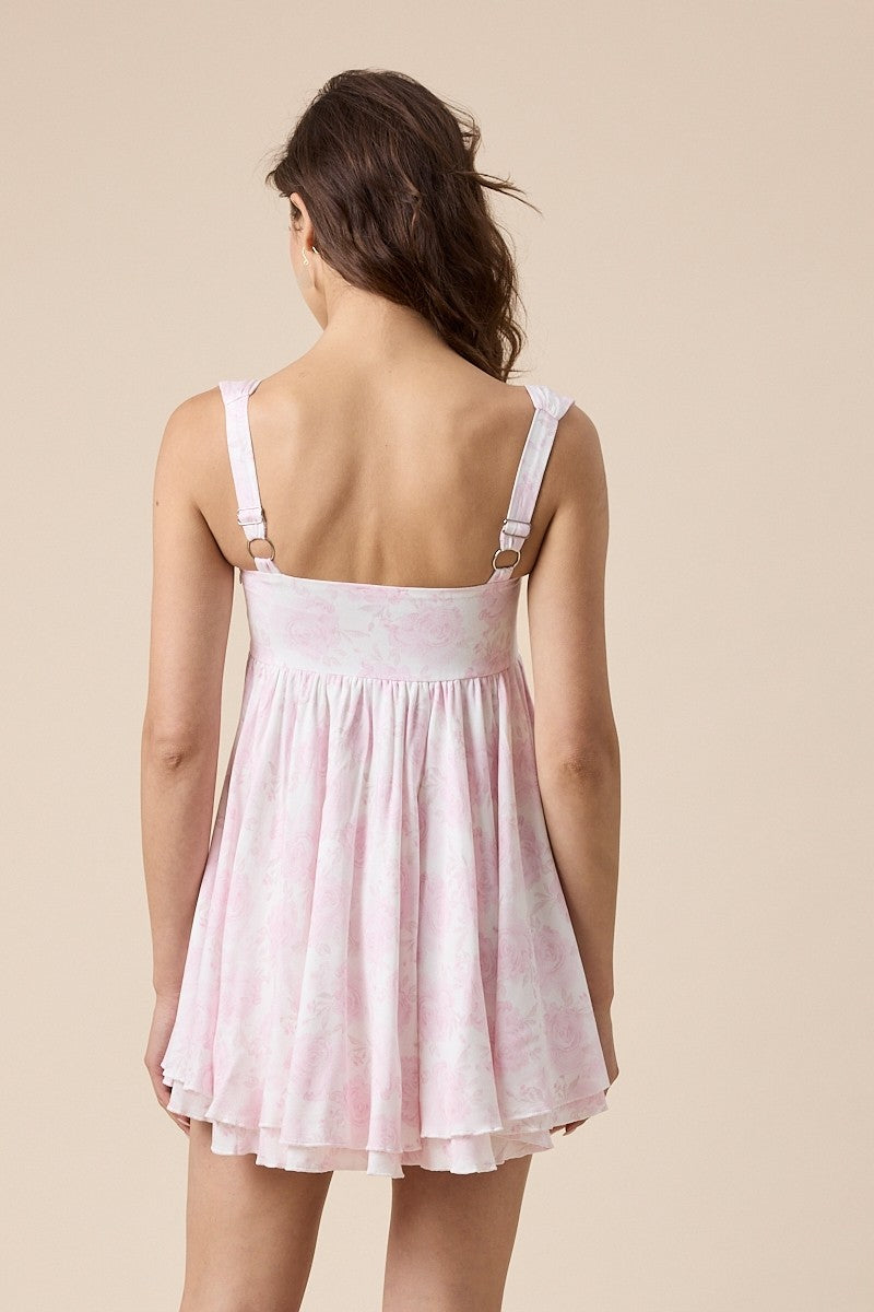 Layla Light Pink Floral Babydoll Mini Dress