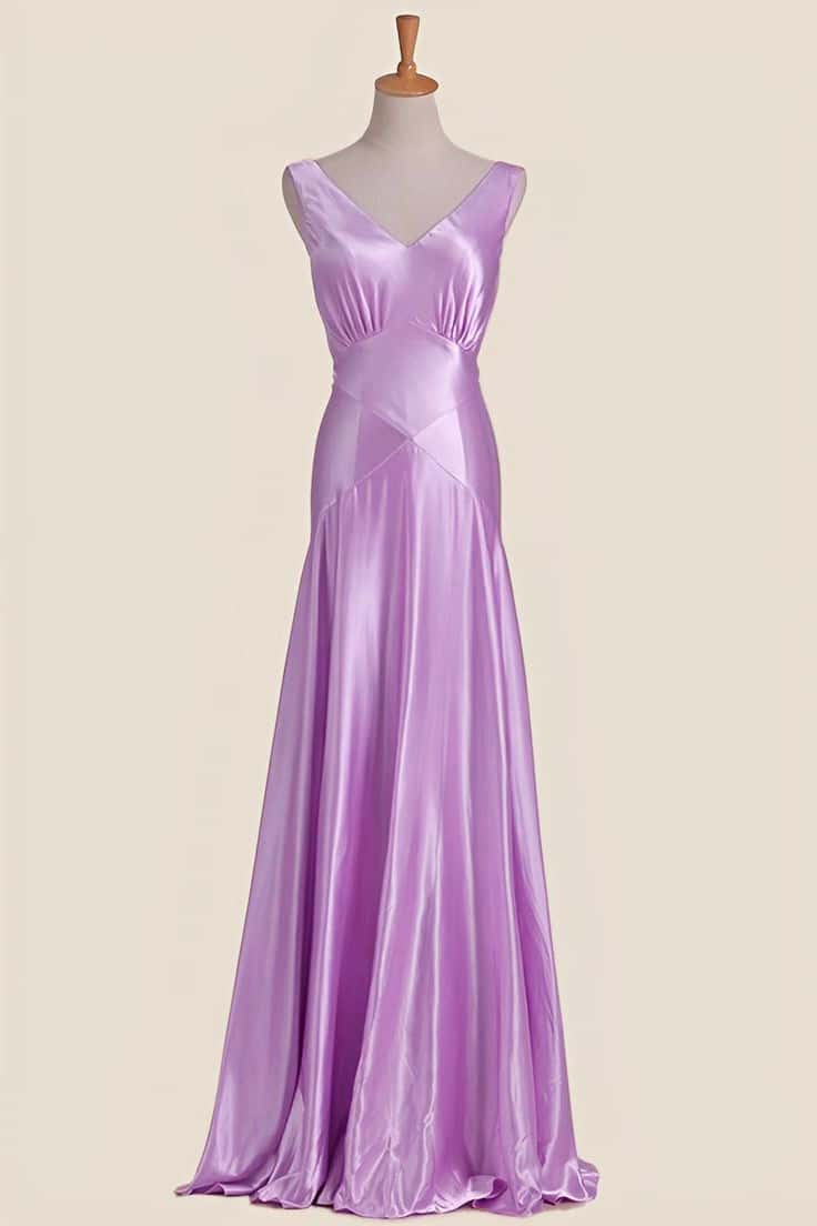 Pink V Neck Sheath Long Party Dress