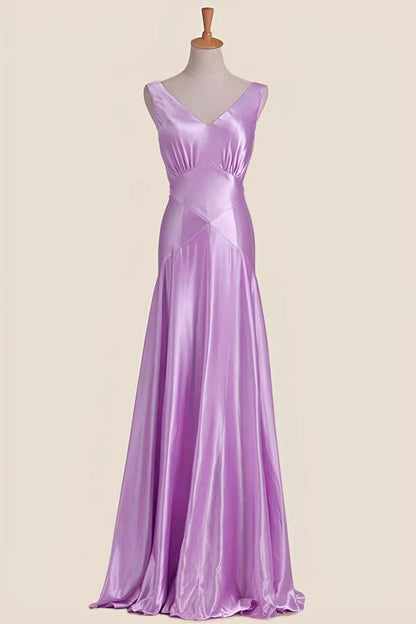 Pink V Neck Sheath Long Party Dress