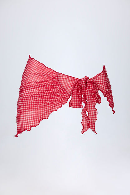 Side-Tie Sarong in Red Gingham