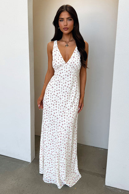Naf V-Neck Maxi Dress - Rose Floral