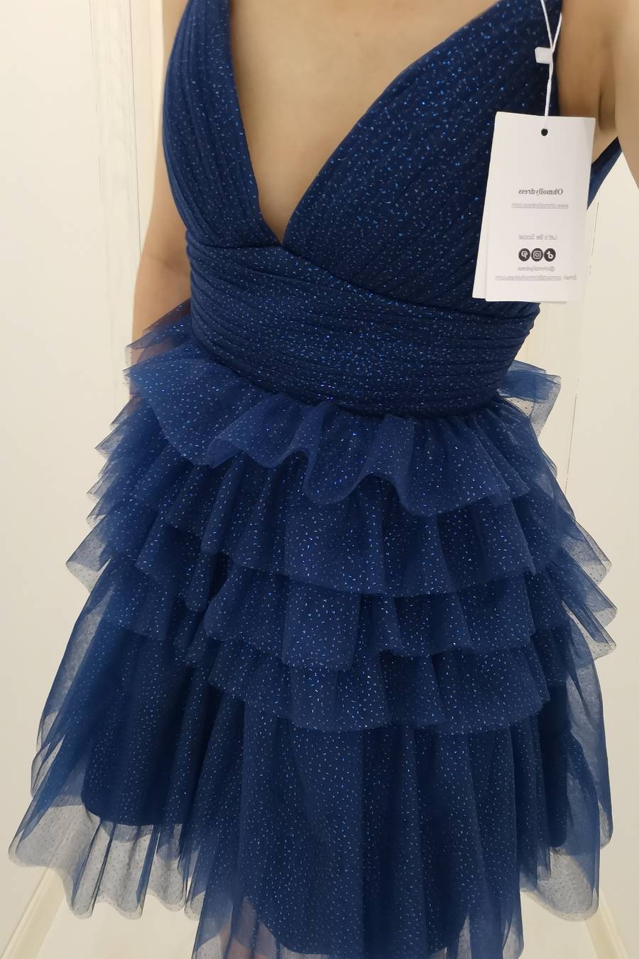 Straps Blue Tiered Ruffle Short A-line Homecoming Dress