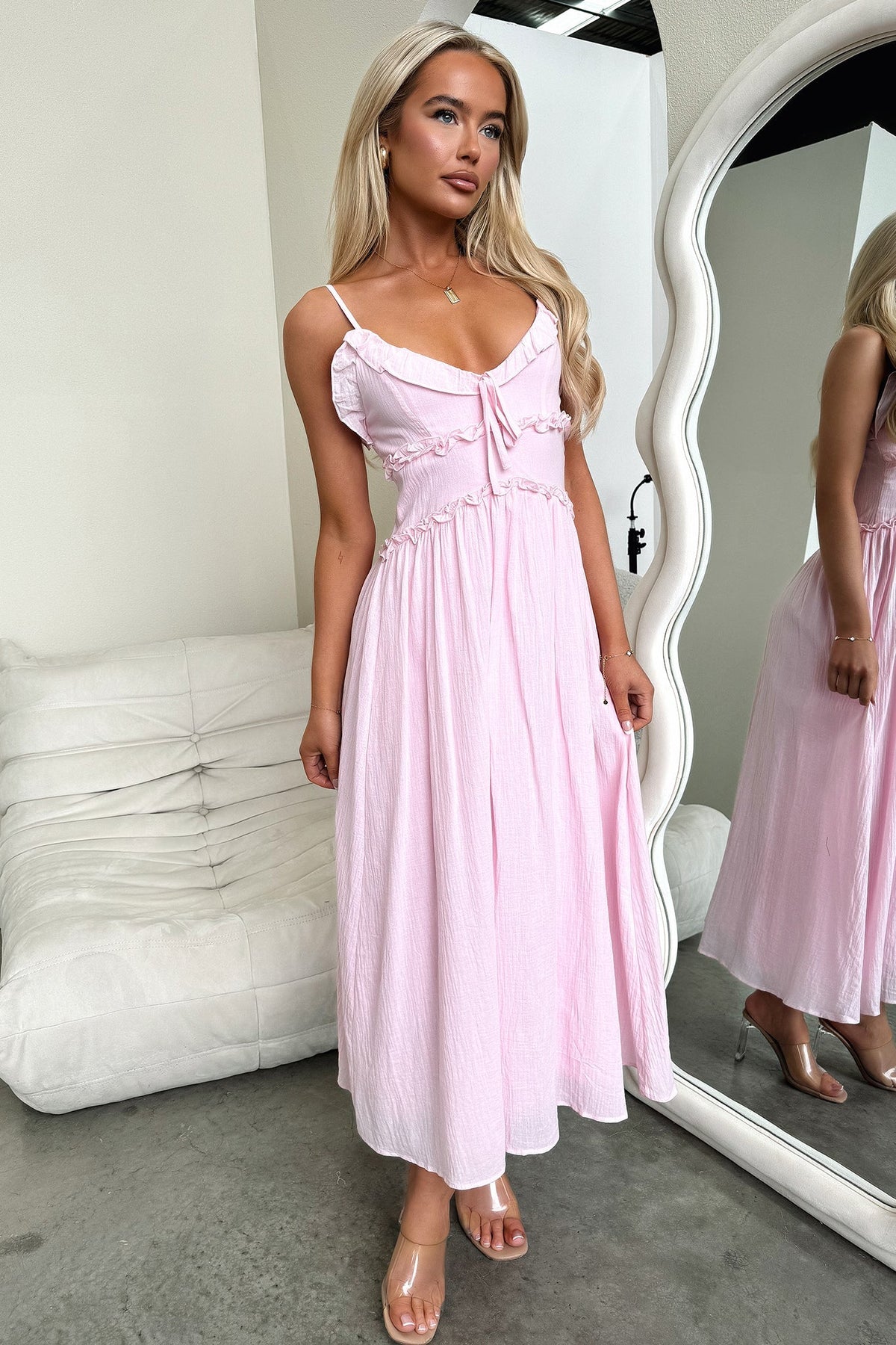 Nicola Midi Dress - Baby Pink